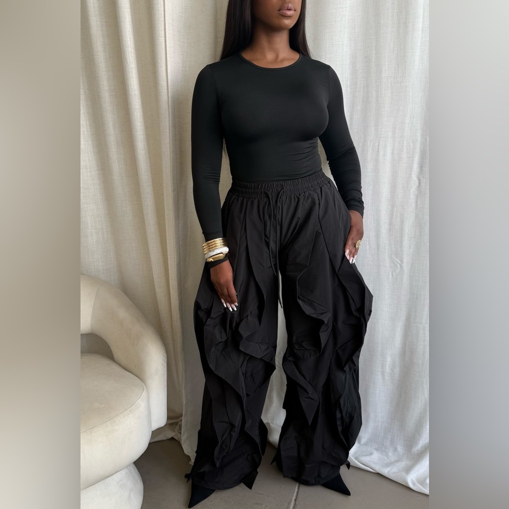 Stylish Black Ruffled Pants & Bodysuit